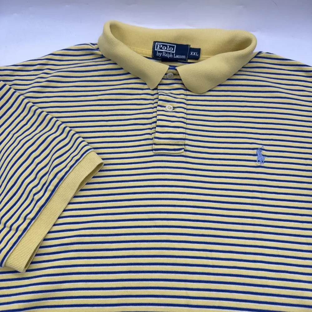 Polo‎ Ralph Lauren Polo Shirt Mens XXL Striped Classic Short Sleeve Golf Rugby